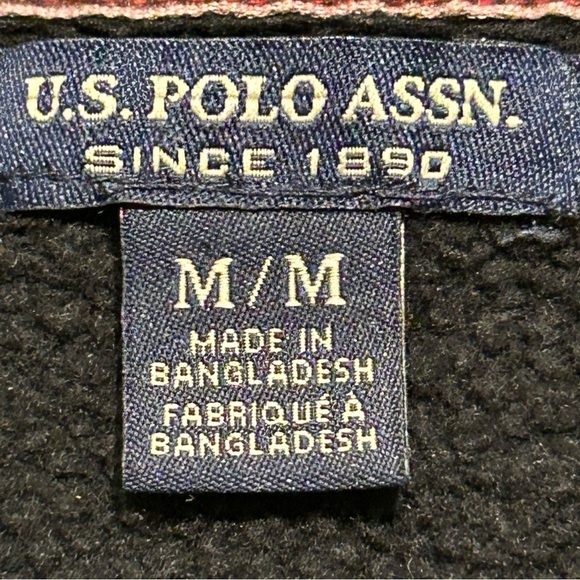 U.S. Polo Assn. Women's Black Cropped Quarter Zip Fleece Pullover Hoodie - Picture 7 of 9